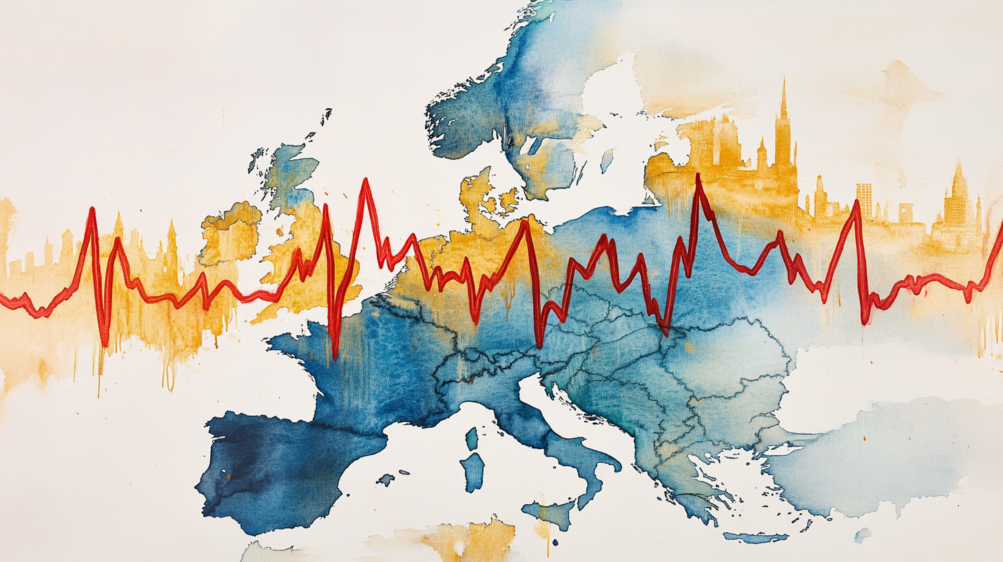 Watercolour map showing the TANK: London to Lviv route across Europe