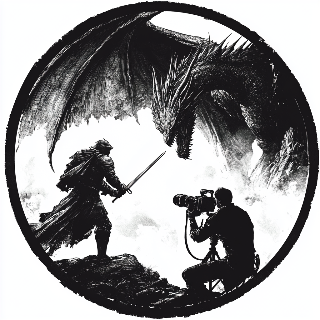 Roll 4 Initiative Films - Knight and Camera Crew Logo